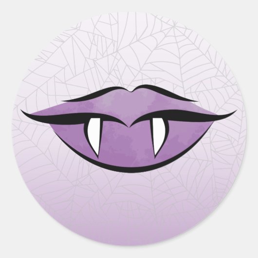 Gothic Vampire Lips Halloween Birthday Round Stick Ronde Sticker (Voorkant)