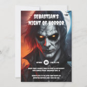 Gothic Vampire man Glowing Eyes Halloween Party Kaart (Voorkant)