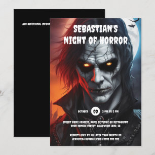 Gothic Vampire man Glowing Eyes Halloween Party Kaart