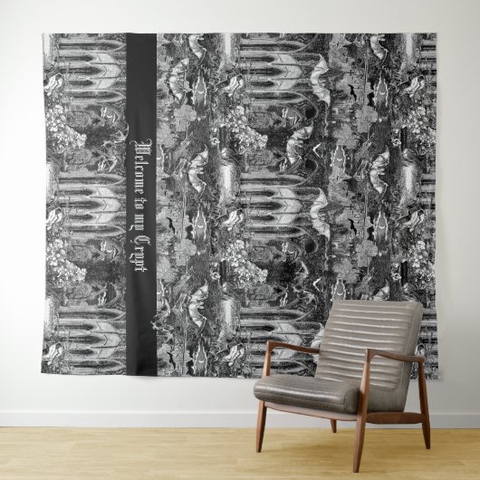 Gothic Vampires Crypt Graveyard Scene met Vleermui Wandkleed (In Situ (horizontaal))