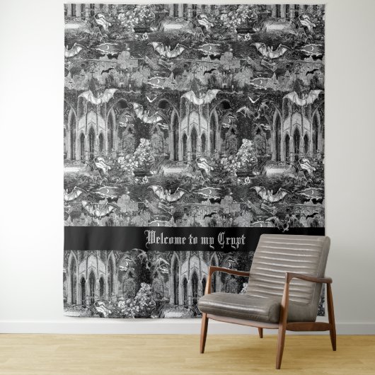 Gothic Vampires Crypt Graveyard Scene met Vleermui Wandkleed (In situ)