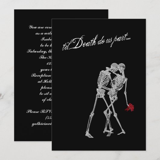 Gothic van Bride en Groom Skeletons Wedding Kaart (Voorkant / Achterkant)