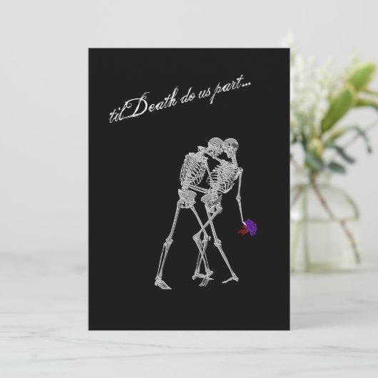 Gothic van Bride en Groom Skeletons Wedding Kaart (Staand voorkant)