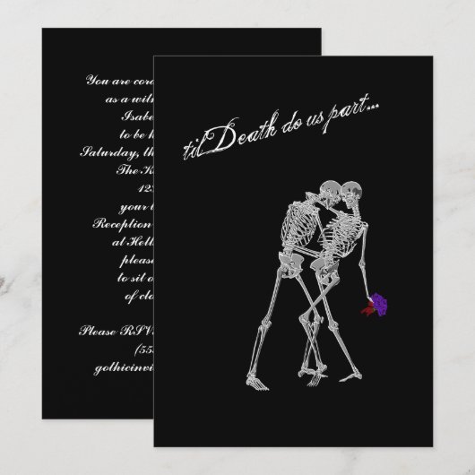 Gothic van Bride en Groom Skeletons Wedding Kaart (Voorkant / Achterkant)