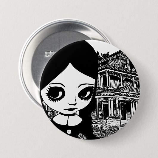 Gothic van de grote ogen ronde button 7,6 cm (Voorkant /achterkant)