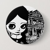 Gothic van de grote ogen ronde button 7,6 cm (Voorkant)