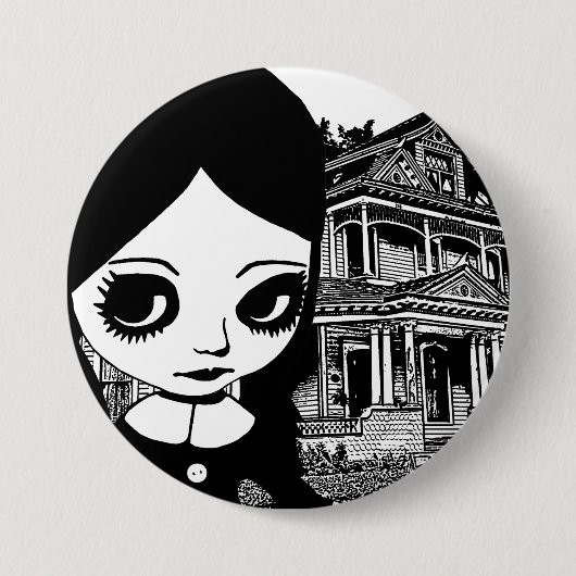 Gothic van de grote ogen ronde button 7,6 cm (Voorkant)