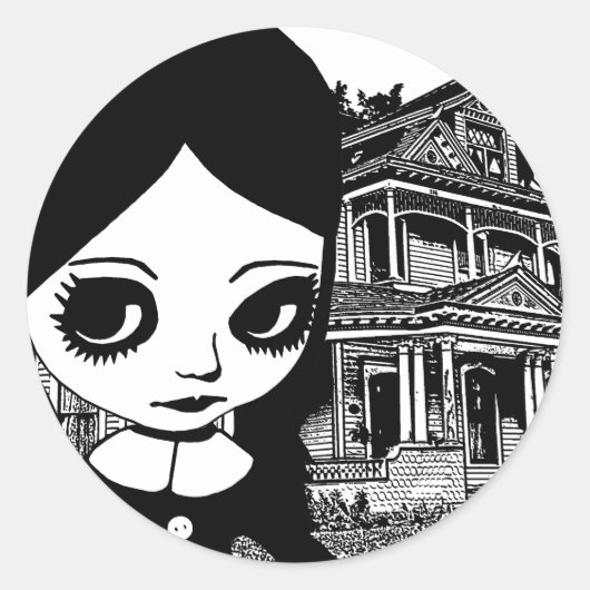 Gothic van de grote ogen ronde sticker (Voorkant)