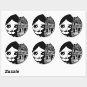 Gothic van de grote ogen ronde sticker (Vel)