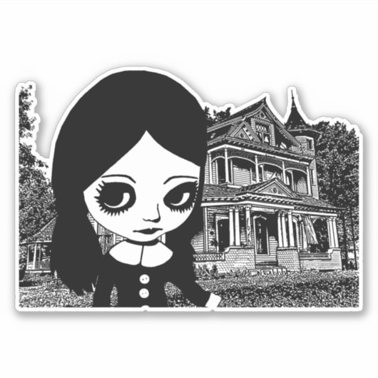 Gothic van de grote ogen sticker (Voorkant)