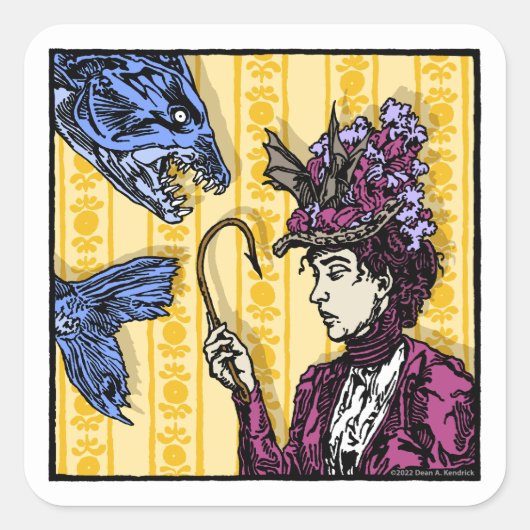 Gothic van de Pop Nightmare Surreal Vierkante Sticker (Voorkant)