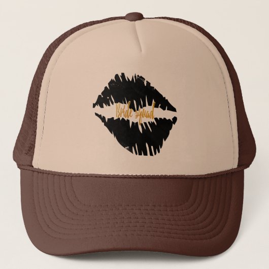 Gothic van de zwarte goudbridpenkus trucker pet (Voorkant)