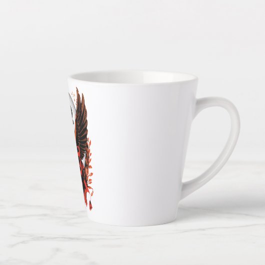 Gothic Velvet Bow Key met vleugels en maan Latte Mok (Rechts)