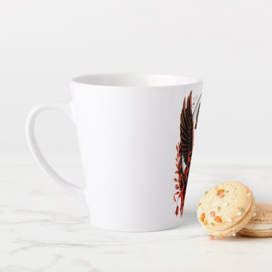 Gothic Velvet Bow Key met vleugels en maan Latte Mok (In situ)