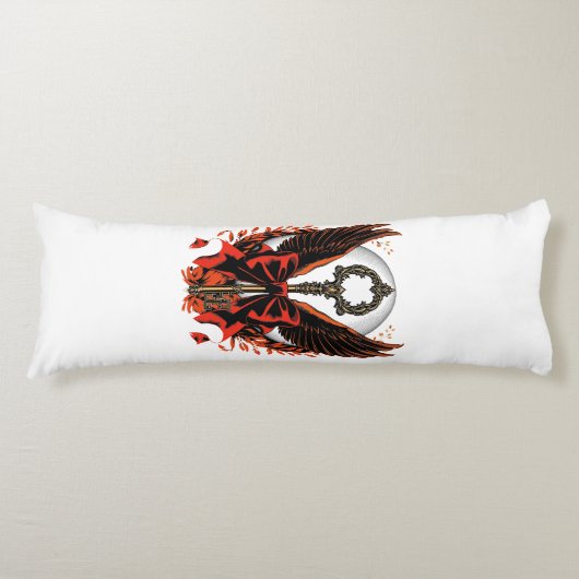 Gothic Velvet Bow Key met vleugels en maan Lichaamskussen (Voorkant)