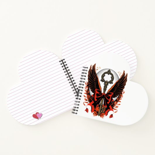 Gothic Velvet Bow Key met vleugels en maan Notitieboek (Binnen)