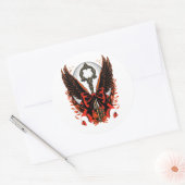 Gothic Velvet Bow Key met vleugels en maan Ronde Sticker (Envelop)