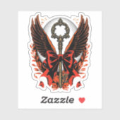 Gothic Velvet Bow Key met vleugels en maan Sticker (Vel)