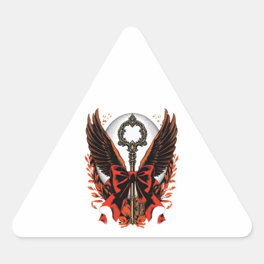 Gothic Velvet Bow Key met vleugels en maan Sticker (Voorkant)