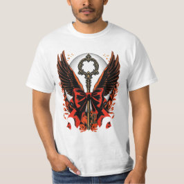 Gothic Velvet Bow Key met vleugels en maan T-shirt