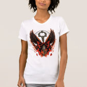 Gothic Velvet Bow Key met vleugels en maan T-shirt (Voorkant)