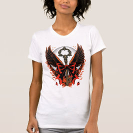 Gothic Velvet Bow Key met vleugels en maan T-shirt