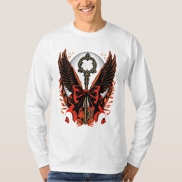 Gothic Velvet Bow Key met vleugels en maan T-shirt