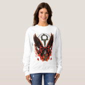 Gothic Velvet Bow Key met vleugels en maan Trui (Voorkant volledig)