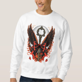 Gothic Velvet Bow Key met vleugels en maan Trui