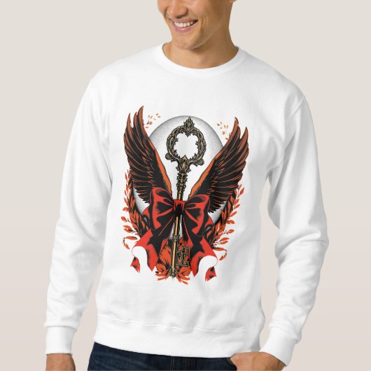 Gothic Velvet Bow Key met vleugels en maan Trui (Voorkant)