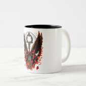 Gothic Velvet Bow Key met vleugels en maan Tweekleurige Koffiemok (Voorkant rechts)