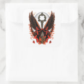 Gothic Velvet Bow Key met vleugels en maan Vierkante Sticker (Tas)