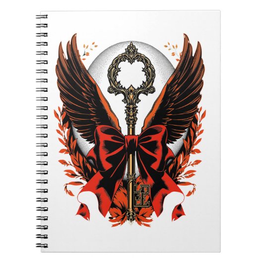 Gothic Velvet Bow Key with Wings & Moon Notitieboek (Voorkant)