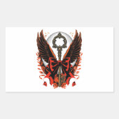 Gothic Velvet Bow Key with Wings & Moon Rechthoekige Sticker (Voorkant)