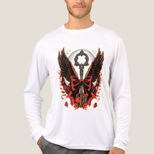 Gothic Velvet Bow Key with Wings & Moon Tri-Blend Shirt (Voorkant volledig)