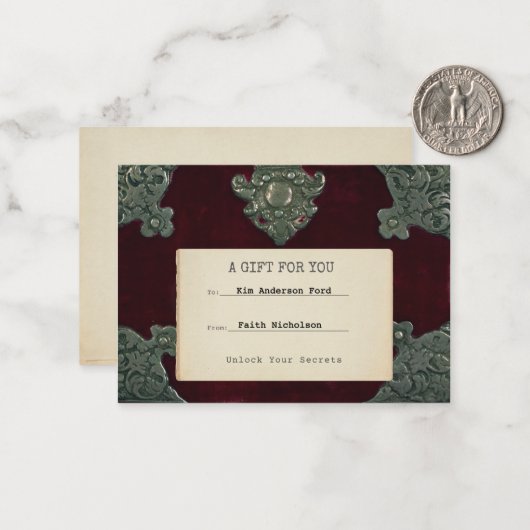 Gothic Velvet Secrets Graduation Gift Insert Notitiekaartje (Voorkant / Achterkant in situ)