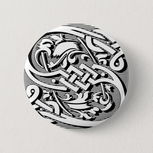 Gothic Victoriaans celtic renaissance monogram S Ronde Button 5,7 Cm (Voorkant)