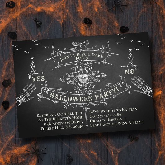 Gothic Victoriaans Chalkboard Halloween Kaart