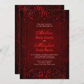 Gothic Victoriaans Deep Red Wedding Kaart (Voorkant / Achterkant)