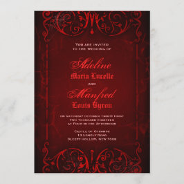 Gothic Victoriaans Deep Red Wedding Kaart