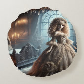 Gothic Victoriaans Doll – Enchanted Dark Rond Kussen (Achterkant)