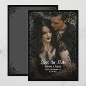 Gothic Victoriaans Foto Bruiloft Save the Date Kaart (Voorkant / Achterkant)