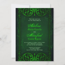 Gothic Victoriaans Ghoulish Green Wedding Kaart