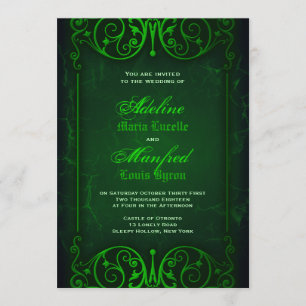 Gothic Victoriaans Ghoulish Green Wedding Kaart