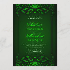 Gothic Victoriaans Ghoulish Green Wedding Kaart