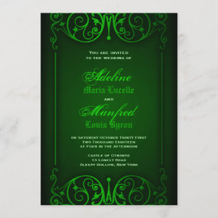 Gothic Victoriaans Ghoulish Green Wedding Kaart