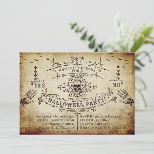 Gothic Victoriaans Halloween Kaart (Staand voorkant)