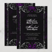 Gothic Victoriaans Halloween Paars Wedding Invite Kaart (Voorkant / Achterkant)