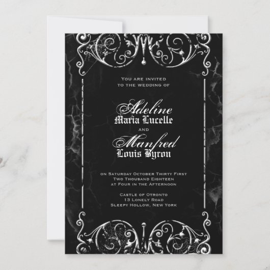 Gothic Victoriaans Halloween Wedding Invitations Kaart (Voorkant)