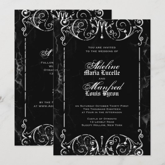 Gothic Victoriaans Halloween Wedding Invitations Kaart (Voorkant / Achterkant)